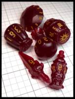 Dice : Dice - Dice Sets - Polyhero Rogue Burgandy with Yellow Numerals - Dark Ages